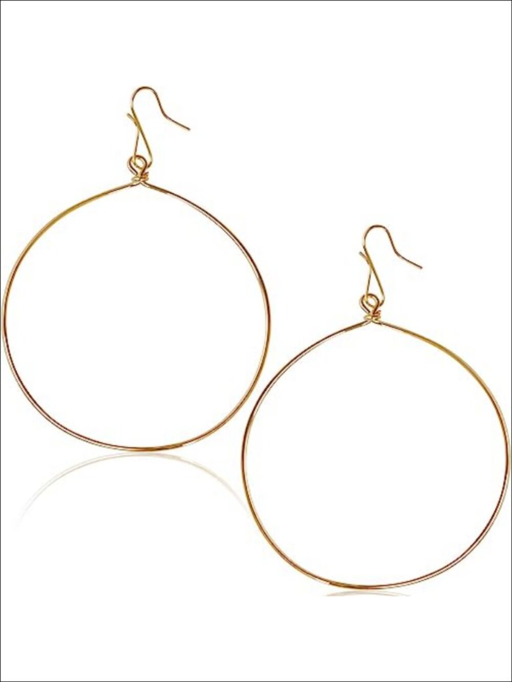 18K Gold Plated Drop Hoop Earrings Minimalist Round Dangle